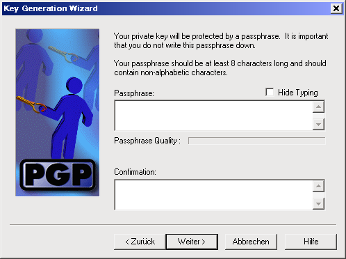 Screenshot: Passphrase Eingabe